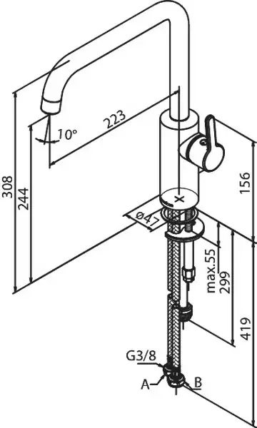 Damixa Silhouet matta musta keittiöhana - Keittiöhanat - 6231320 - 2