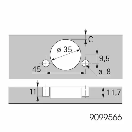 Sarana 165-asteinen ilman hidastinta - Saranat - SARA175 - 2