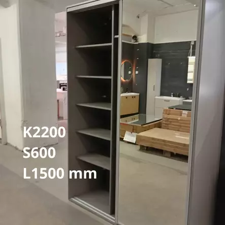 Harmaa liukuovikaappi 1500x2200x600 mm - Liukuovet ja kaapit heti varastosta - LKR22LLERA - 2
