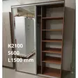 Pähkinä liukuovikaappi 1500x2100x600 mm - Liukuovet ja kaapit heti varastosta - LKR21PPERA - 2