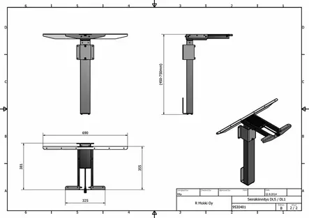 Easy sähkösäätöpöytä DL5/1-jalalla - Sähkö- ja säätöpöydät - 9530401B - 2