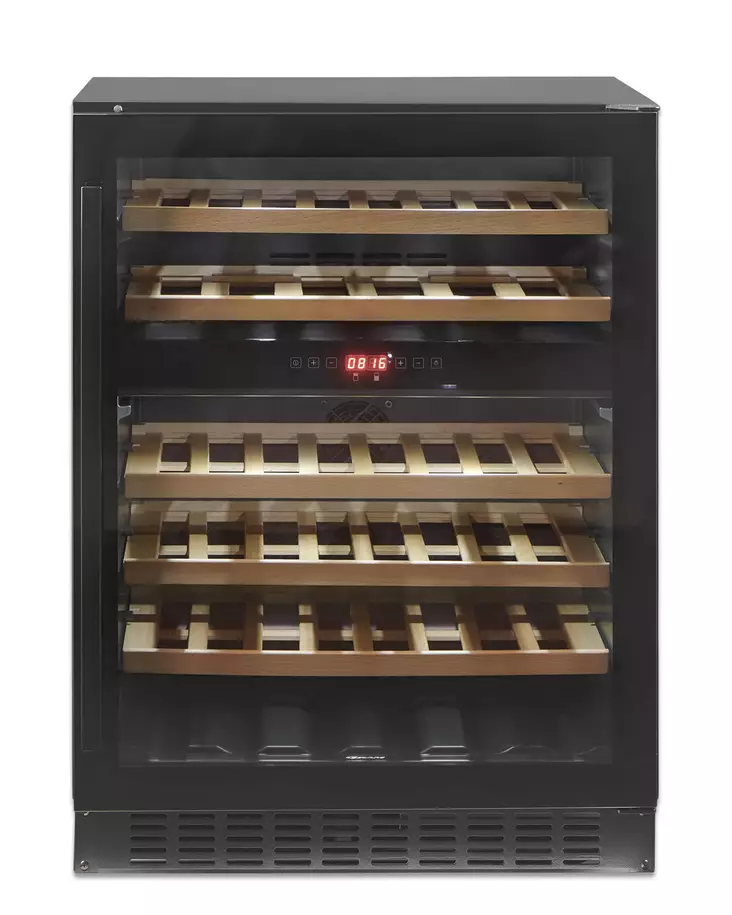 GRAM VS 54586-92 B Viinikaappi 60 cm, puuhyllyillä, 2-lämpötilaa, 125 l, musta - Jääkaapit - VS5458692B - 1