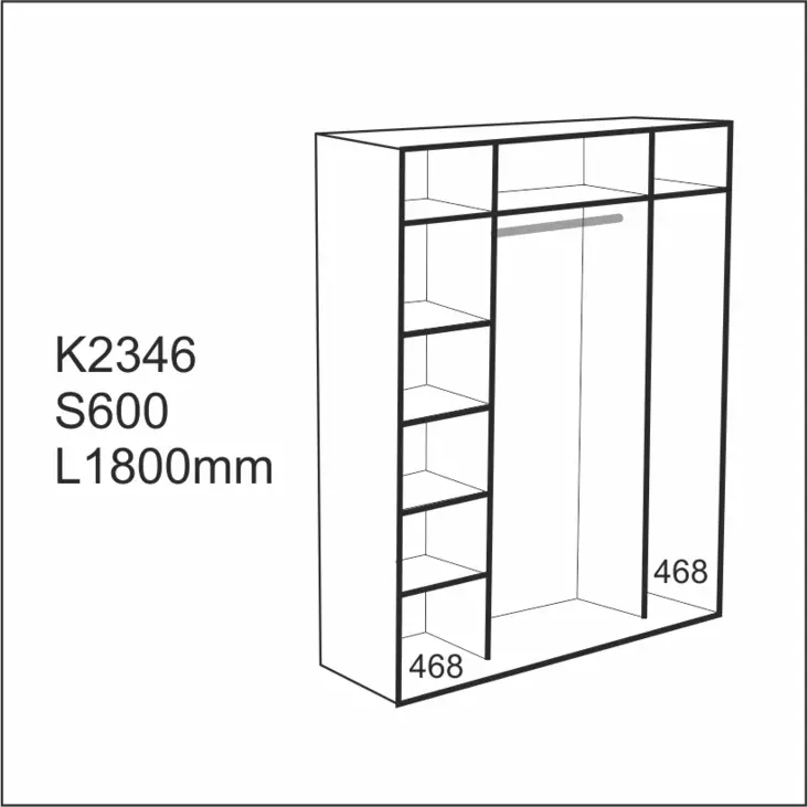 Liukuovikaappi 1800x2346x600 - Liukuovet ja kaapit heti varastosta - LKR18LLL - 1
