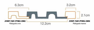 Paneelin päätypala 7401 Fagus naaras - Paneelit - JVWP-7401-PYMU-CM - 2